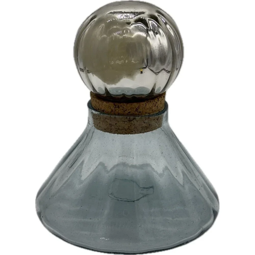 Vtg Mexican Hand Blown Glass Decanter Mercury  Sphere Stopper RARE Cone Shape‎